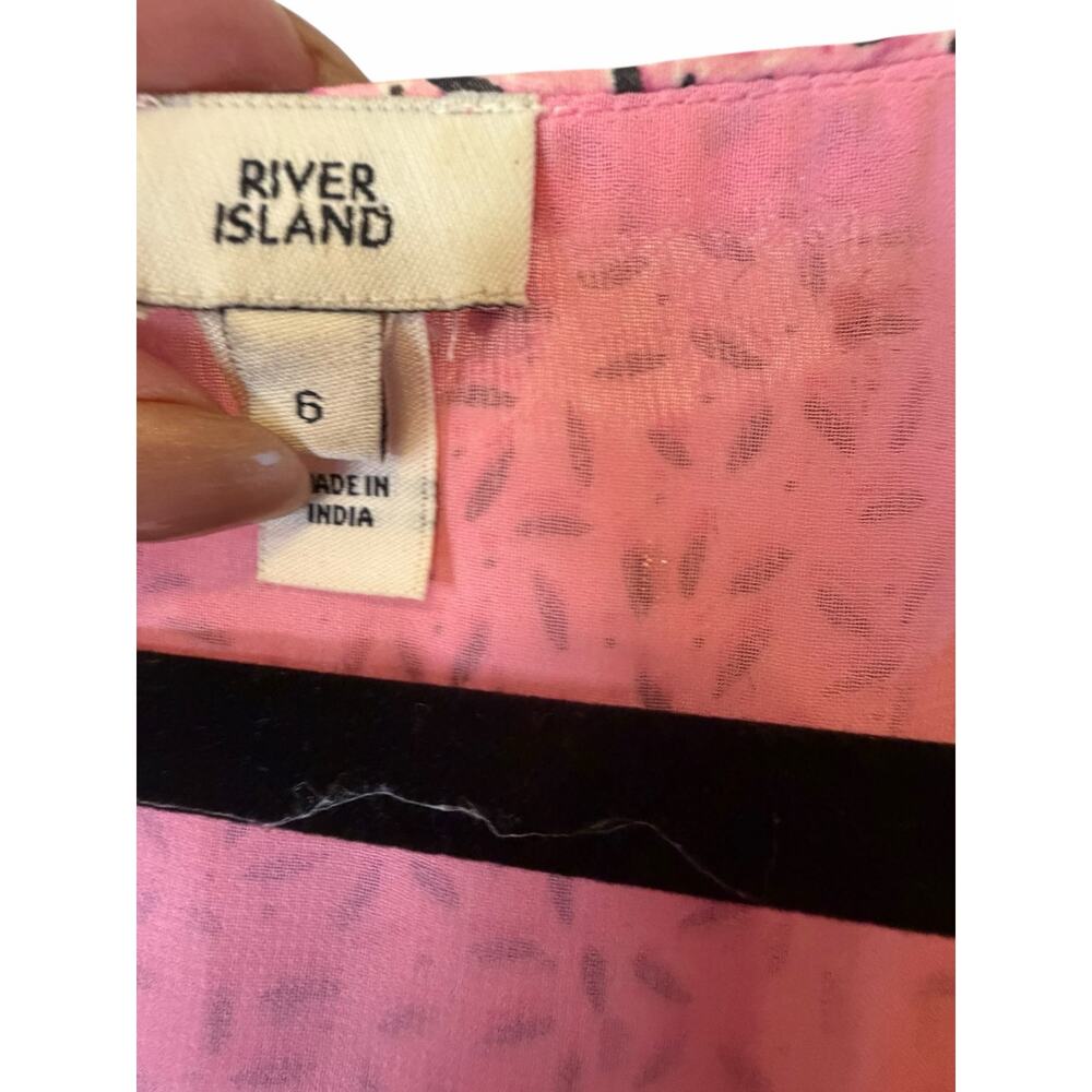 River Island Pink Midi Dress with Puff Sleeves - US Size 2 - UK Size 6 - Picture 3 of 8